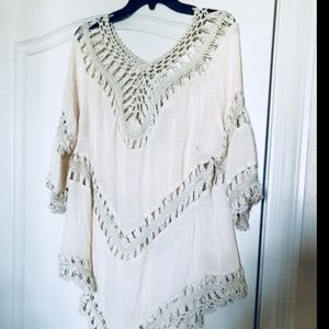Ivory Western Style Ivory with Crochet Blouse